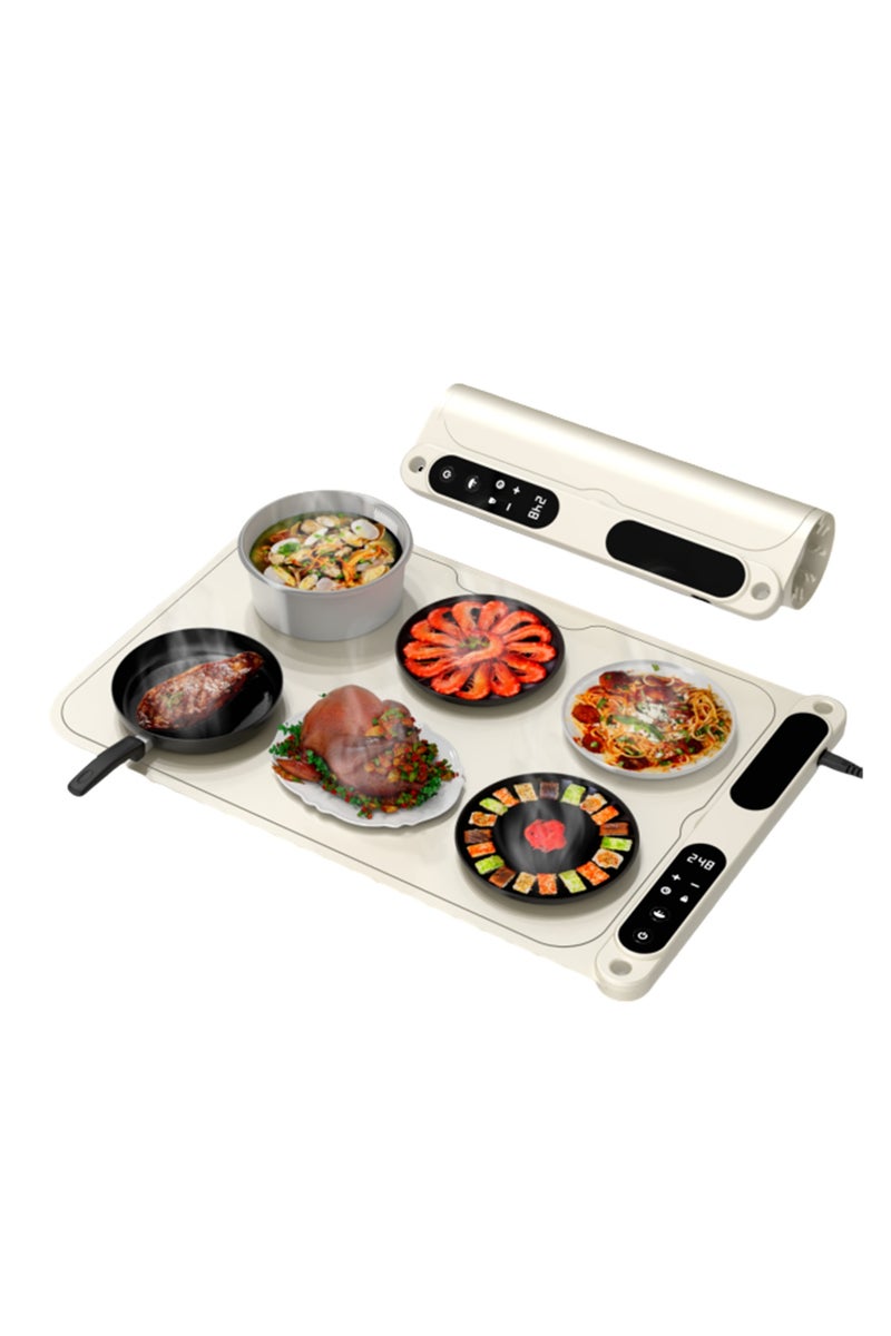 INKBIRD سخان طعام، صينية تسخين طعام كهربائية مع تحكم في درجة الحرارة ومؤقت، أطباق شيفينغ للاستخدام المنزلي، وسادة سيليكون عالية الجودة، تسخين سريع على السطح بالكامل، مثالية للمطبخ، استخدام الحفلات