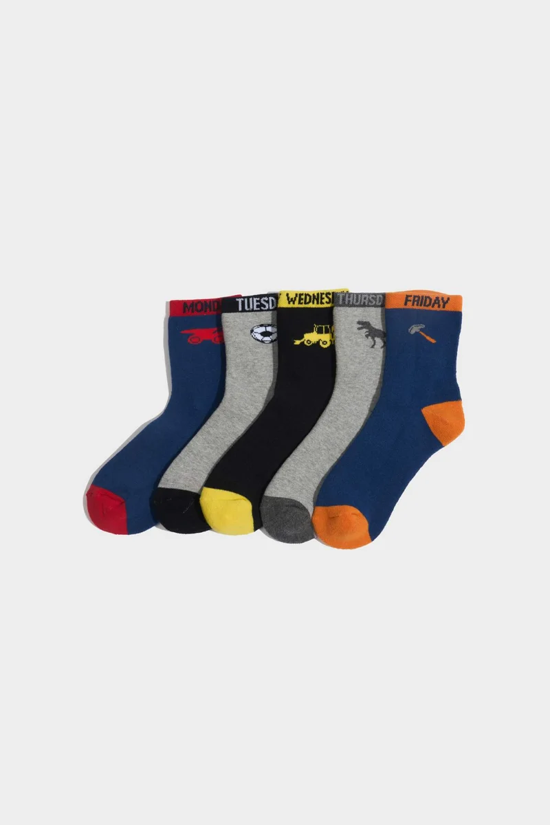 ديفاكتو Boy Printed 5 Piece Terry Socks
