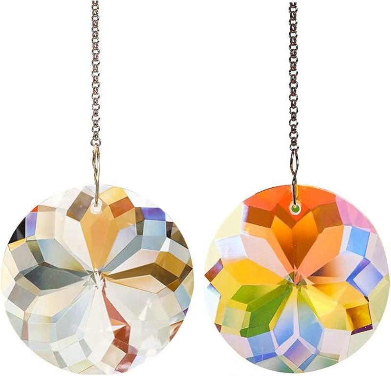 Mixed Color Crystal Prism Ball Ceiling Fan Pull Chain Extension Rainbow Maker Pendant Decor - Image 2