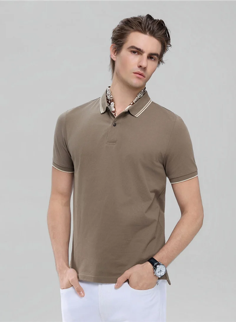 Men’s Slim Pique Solid Polo with Flat Knit Collar
