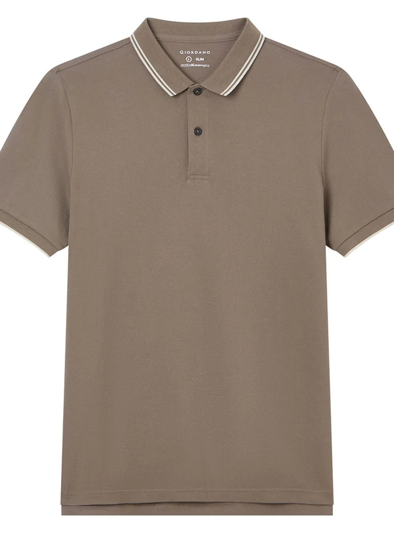 GIORDANO  Men’s Slim Pique Solid Polo with Flat Knit Collar for Men | Best Price UAE