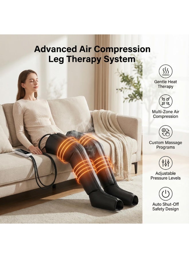 WALALLA Leg and Calf Air Compression Massager with Heat, Adjustable Foot and Leg Wraps, 6 Modes 9 Levels for Daily Relaxation, Office and Post Workout Use - Image 2