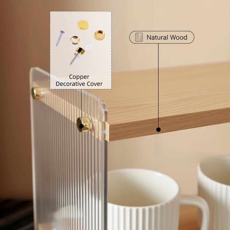 ReeGii Coffee Station Organizer 2 Tier, Solid Wood Mug Shelffor Coffee Bar,Matcha Station,Tea Storage - Holds Mugs,Beans,Syrup,Cups,Tirrers (Solid Pine Wood Color, 15.4" L x 5.7" W x 8.2" H) - Image 4