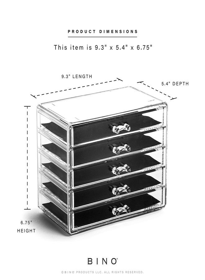 BINO THE MANHATTAN SERIES Acrylic Makeup Drawer Organizer- 5 Drawers | Clear Beauty Organizers and Storage| Cosmetic & Makeup Drawer| Home Organization| Jewelry & Vanity Accessories Drawers - Image 3