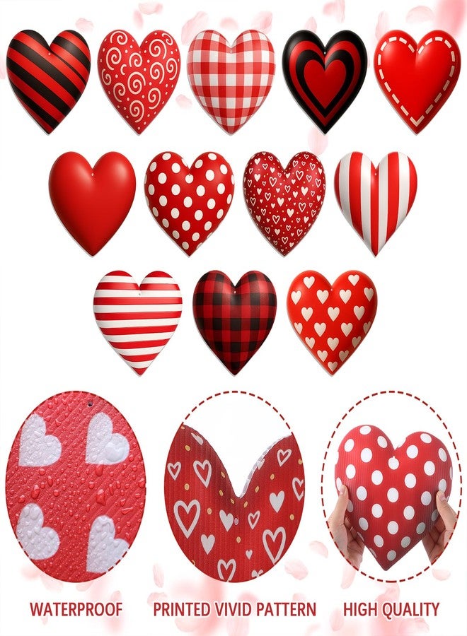 Memorywuu 12 Pcs 7.9 Inch Large Outdoor Valentines Day Decorations Valentines Day Outdoor Hanging Ornaments Signs Double Sided 3D Heart Shaped Decorations for Tree Lawn Porch Yard Outside Party Decor - Image 2