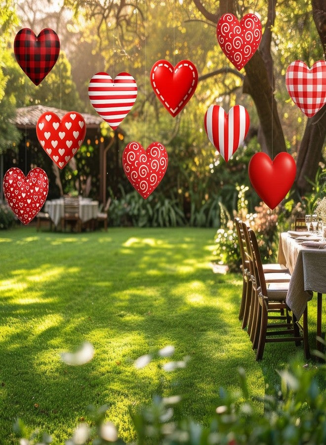 Memorywuu 12 Pcs 7.9 Inch Large Outdoor Valentines Day Decorations Valentines Day Outdoor Hanging Ornaments Signs Double Sided 3D Heart Shaped Decorations for Tree Lawn Porch Yard Outside Party Decor - Image 4
