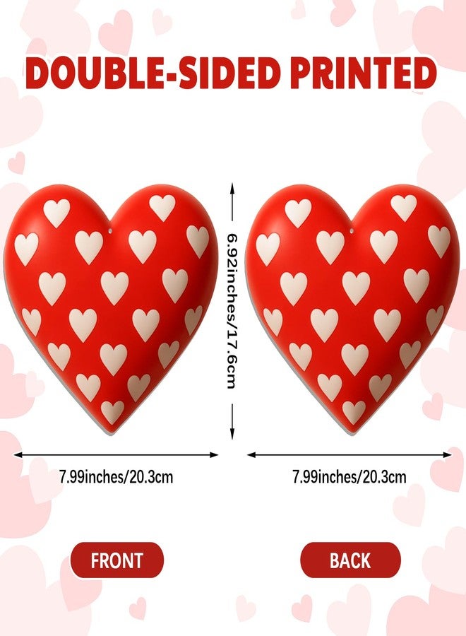 Memorywuu 12 Pcs 7.9 Inch Large Outdoor Valentines Day Decorations Valentines Day Outdoor Hanging Ornaments Signs Double Sided 3D Heart Shaped Decorations for Tree Lawn Porch Yard Outside Party Decor - Image 3
