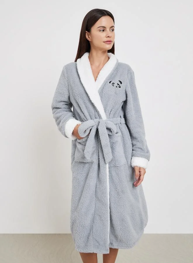 Styli Grey Plush Panda Robe