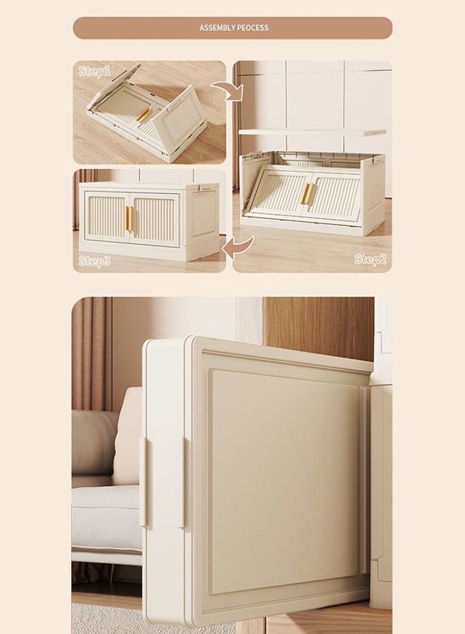 كوزينيست خزانة تخزين بلاستيكية قابلة للطي من 4 طبقات مع أبواب و عجلات مقلبة ، 60 سم عريضة قابلة للطي - Image 3