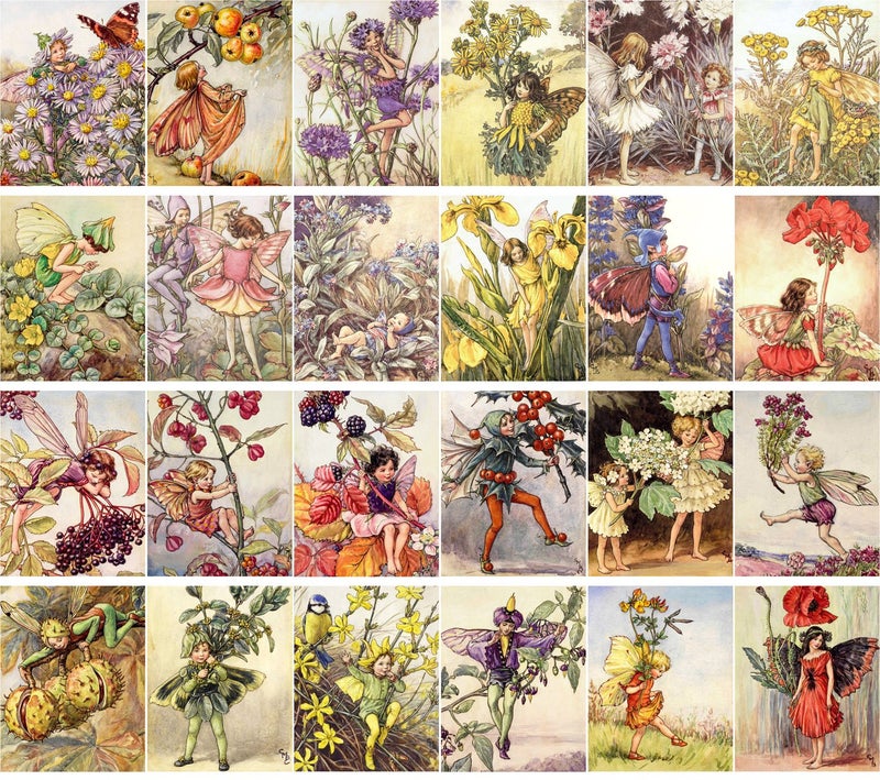 PIXILUV Vintage PostCards 24 pcs Flower Fairy Vintage Illustrations - Image 2