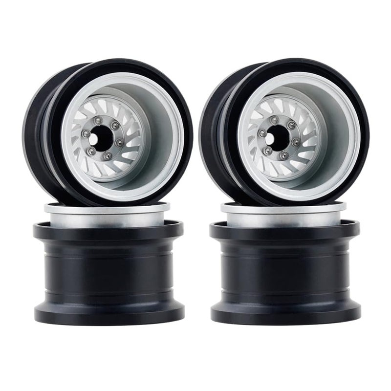 DJX TRX4MT Wheel Rims Aluminum Deep Dish Wheels for 118 Traxxas TRX4MT F150 K10 RC Monster Truck Upgrade PartsSilver - Image 3