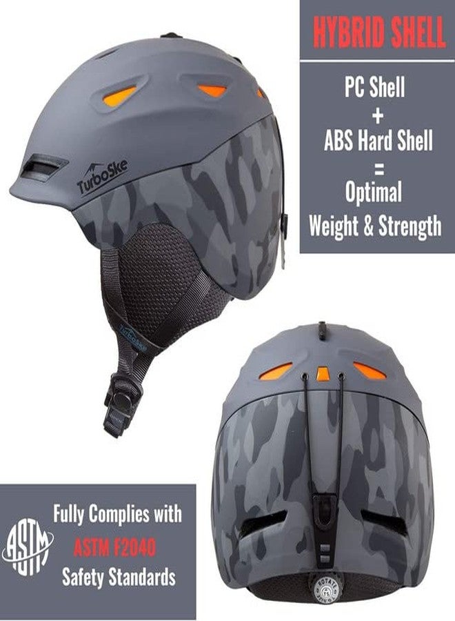 TurboSke Ski Helmet Snowboard Helmet - Active Ventilation Audio Compatible Snow Sports Luxury Helmet with ASTM Certified Safety for Men Women and Youth S(20”-21.75”/51-55cm) gray - Image 2