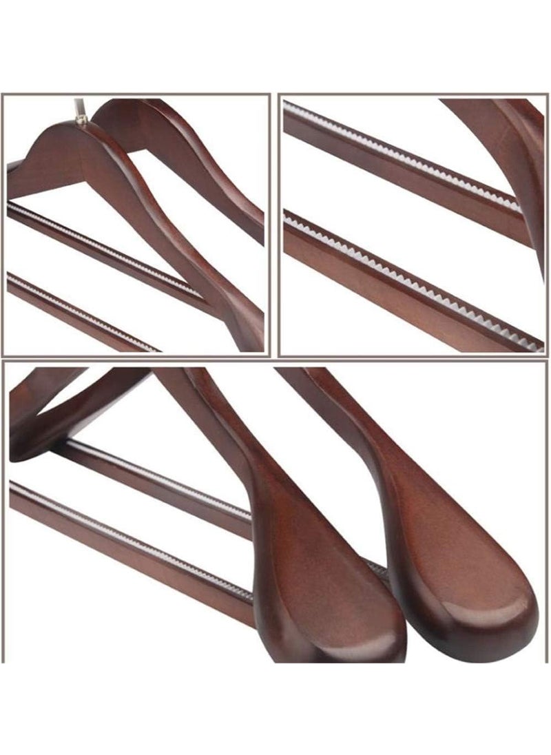ROLLYWARE Rollyware Extra Wide Shoulder Anti Slip Technology Dark Brown Wooden Coat Hangers Retro Finish Solid Wood Coat Hangers Glossy Finish with Extra Thick Chrome Hooks Pack of 1  - Image 5