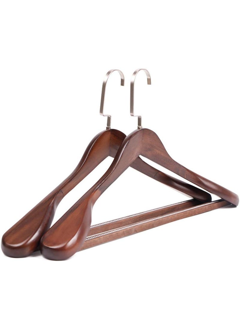 ROLLYWARE Rollyware Extra Wide Shoulder Anti Slip Technology Dark Brown Wooden Coat Hangers Retro Finish Solid Wood Coat Hangers Glossy Finish with Extra Thick Chrome Hooks Pack of 1  - Image 1
