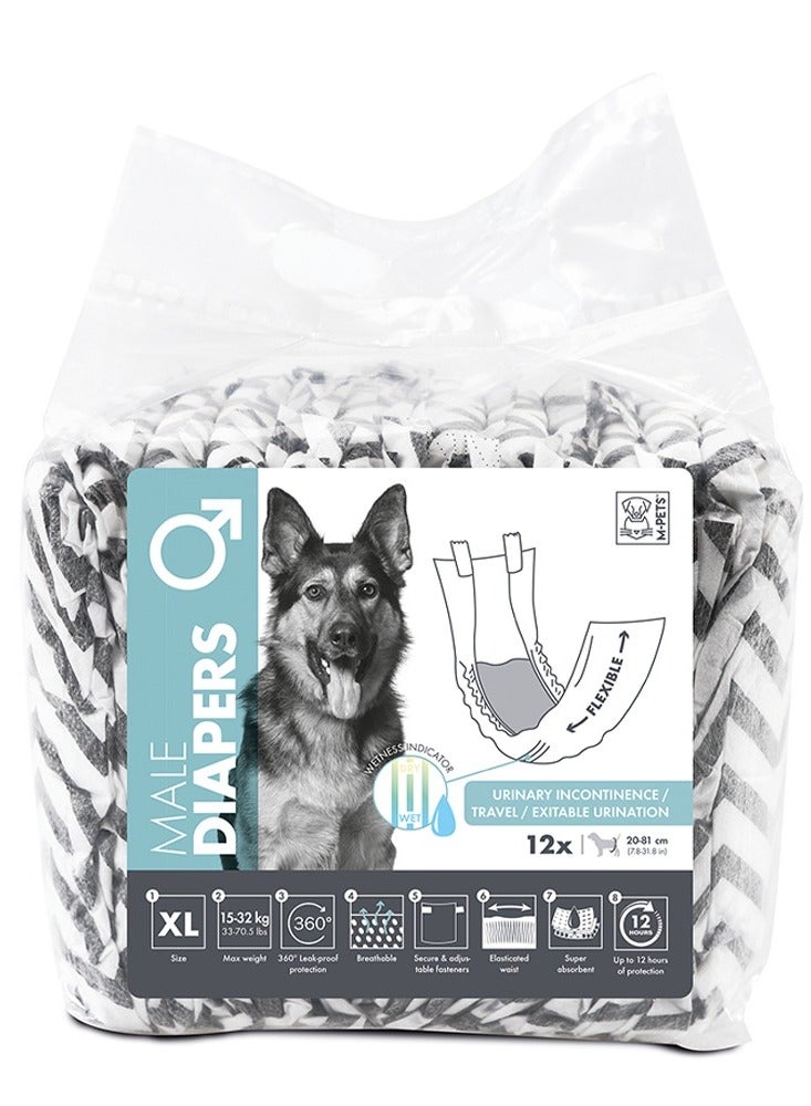 mpets Male Dog Diapers XL 12 Pack