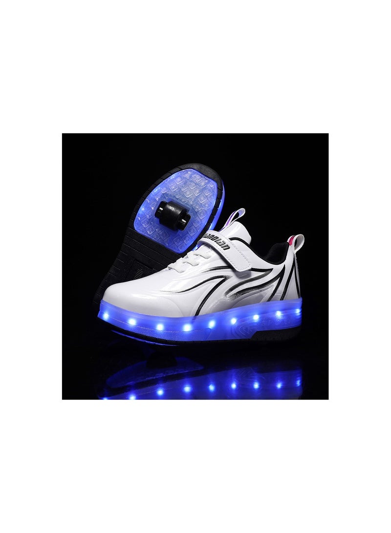 Gerenic Breathability Roller Shoes USB Charge Girls Boys Sneakers with Wheels LED Roller Skates Shoes Multicolour  - Image 1