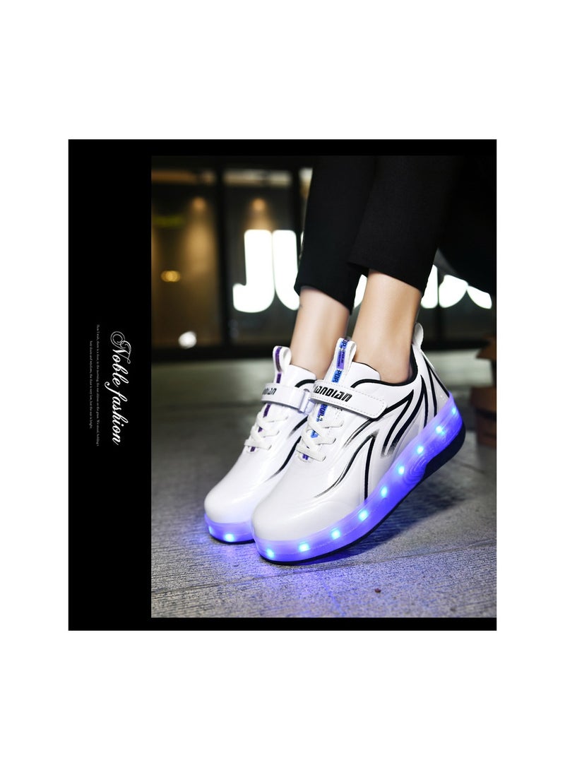 Gerenic Breathability Roller Shoes USB Charge Girls Boys Sneakers with Wheels LED Roller Skates Shoes Multicolour  - Image 2