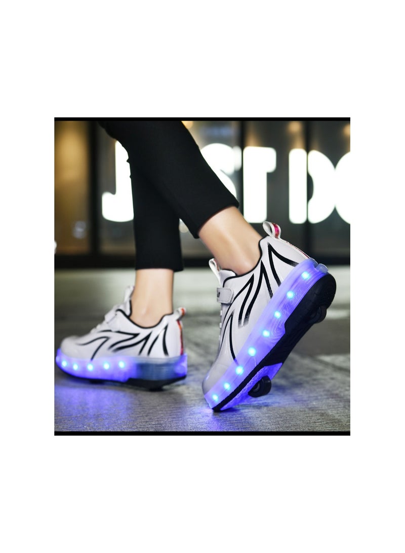 Gerenic Breathability Roller Shoes USB Charge Girls Boys Sneakers with Wheels LED Roller Skates Shoes Multicolour  - Image 4