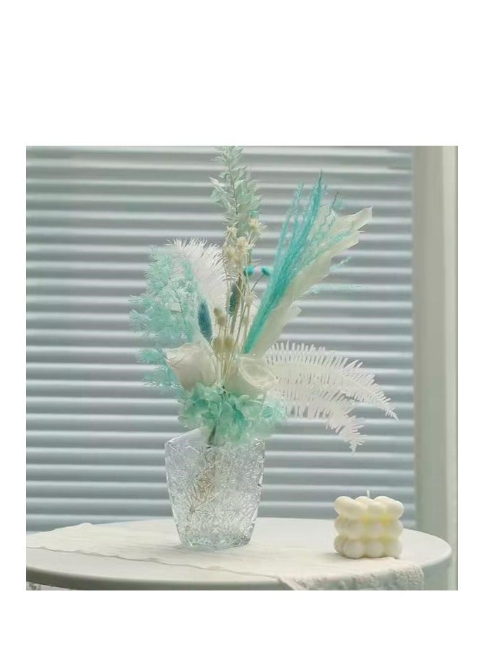Generic Like A Breath Of Fresh Air Flower Making, Dried Flower Bouquet, Eternal Flower Home Floral Decoration (With Vase) 