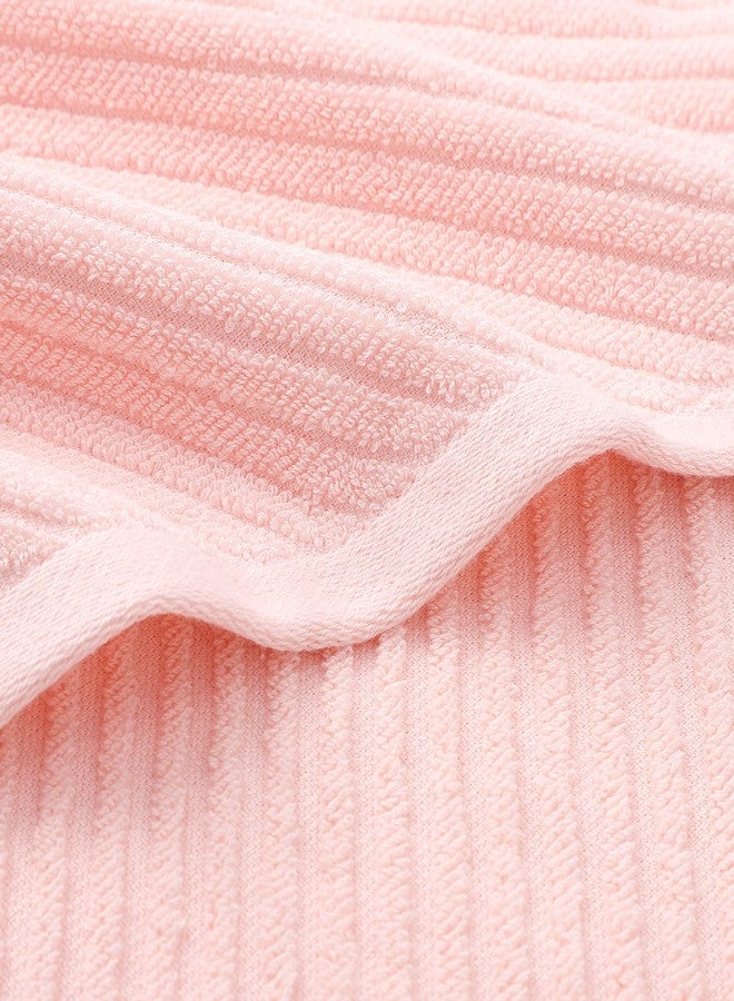 PiccoCasa Set of 2, Pink Ribbed Hand Towels for Bathroom 13 x 29 Inch 100% Cotton Soft Absorbent Soft Feeling Fast Drying Towels Hotel Spa Towel Face Towel - Image 4