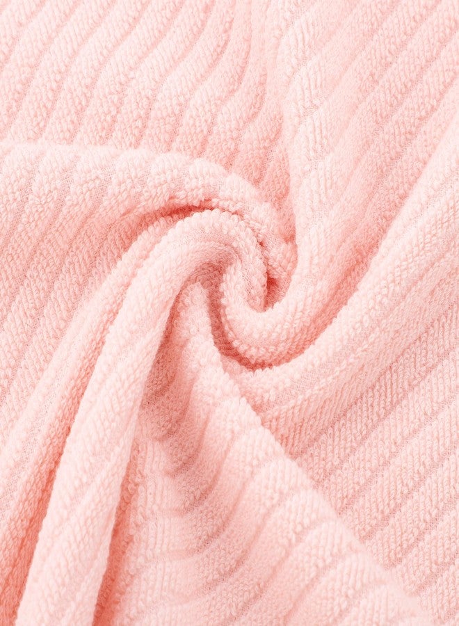 PiccoCasa Set of 2, Pink Ribbed Hand Towels for Bathroom 13 x 29 Inch 100% Cotton Soft Absorbent Soft Feeling Fast Drying Towels Hotel Spa Towel Face Towel - Image 5