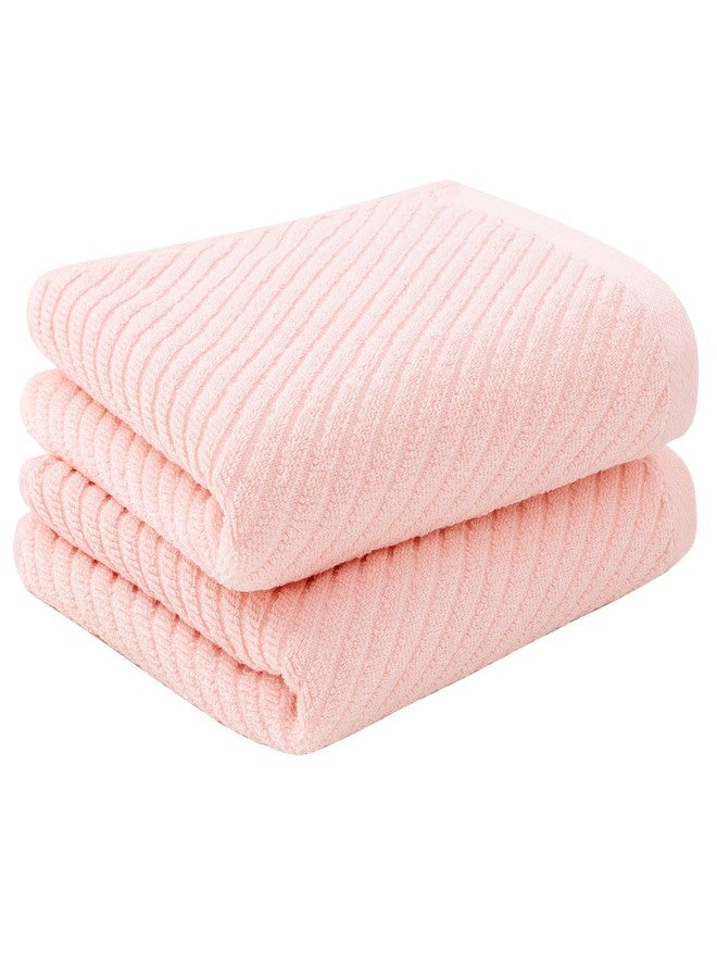 PiccoCasa Set of 2, Pink Ribbed Hand Towels for Bathroom 13 x 29 Inch 100% Cotton Soft Absorbent Soft Feeling Fast Drying Towels Hotel Spa Towel Face Towel - Image 1