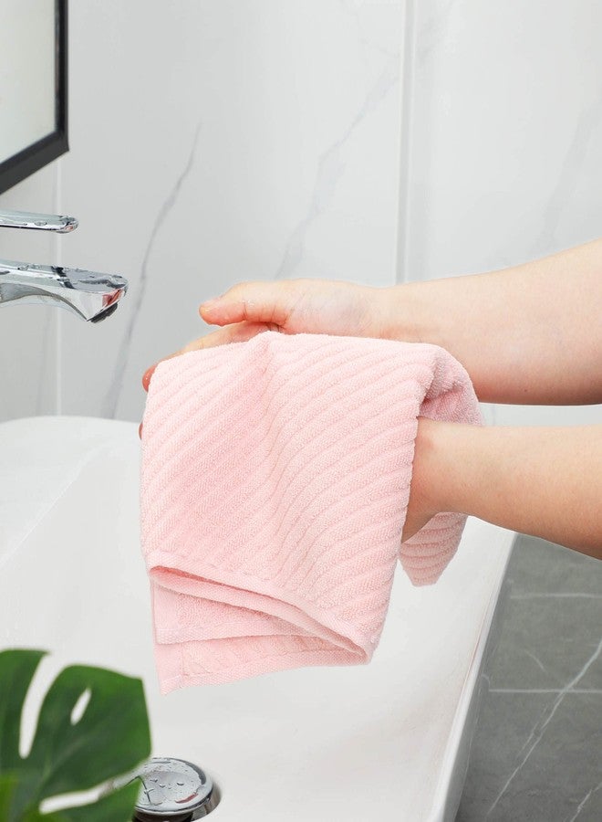 PiccoCasa Set of 2, Pink Ribbed Hand Towels for Bathroom 13 x 29 Inch 100% Cotton Soft Absorbent Soft Feeling Fast Drying Towels Hotel Spa Towel Face Towel - Image 3