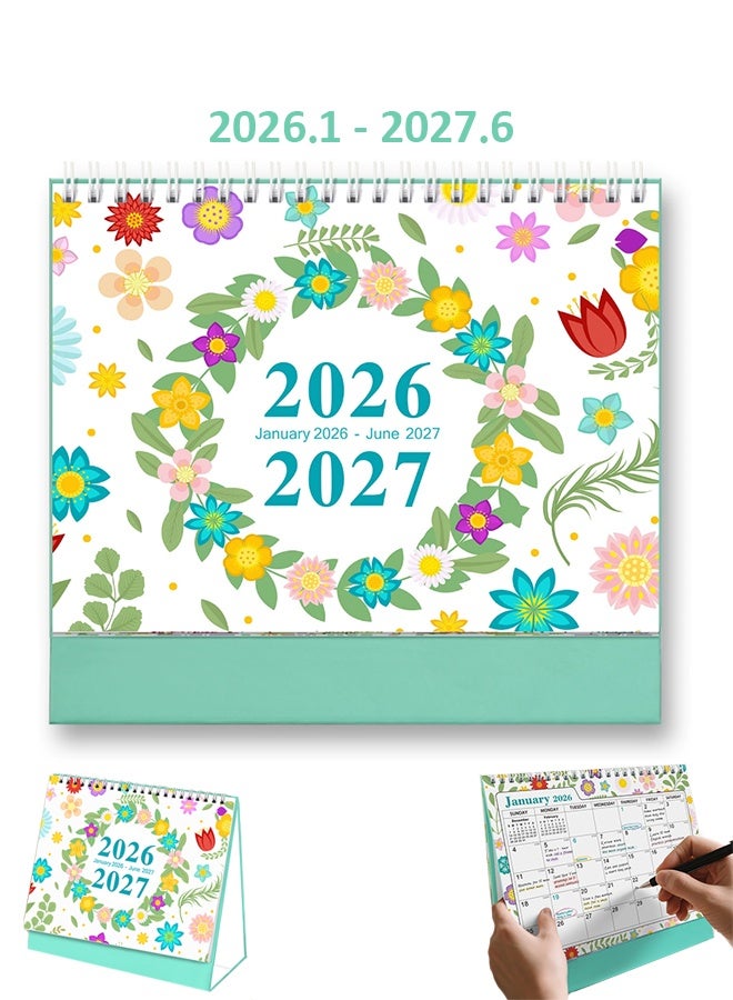 Lemon Desk Calendar 2026-2027, 18 Months Calendar Runs until June 2027, Monthly Desk Planner, Ample Blocks ＆ Notes for Home Office 7.3 x 8 Inch - Image 1