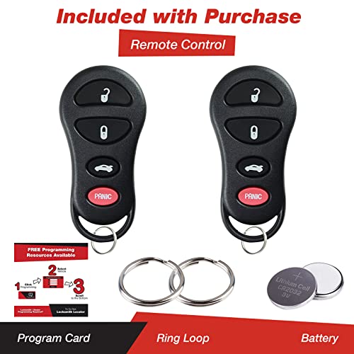 KeylessOption Keyless Entry Remote Fob Uncut Ignition Car Key Replacement for GQ43VT17T, 04602260 (Pack of 2) - Image 2