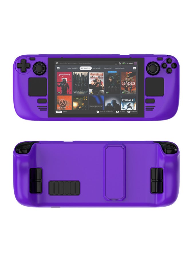 Colorful Protective Shell Skin-friendly Texture Pc Material Cover Stand Gaming Console Accessories For Steam Deck-Product Color:Steam Deck/Steam Deck Oled-Model:Dark Purple - Image 1