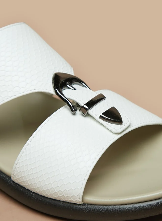 ال بي ال من شو اكسبرس Men's Textured Slip-On Sandal with Buckle Detail Ramadan Collection