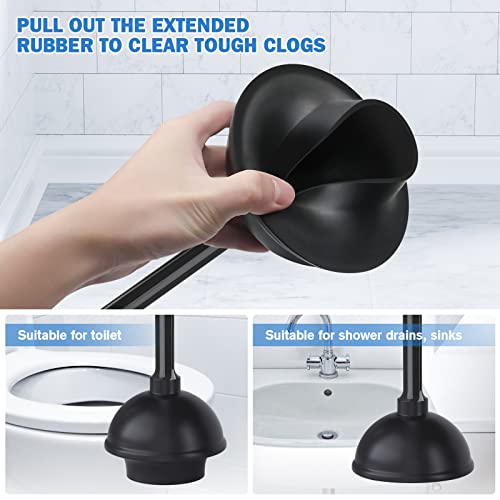 TRENTI Toilet Plunger and Brush Set, Silicone Toilet Brush and Plunger with Holder for 5.7-inch Toilet Drain, 2-in-1 Toilet Brush Plunger Combo with Caddy Stand (Black) - Image 3