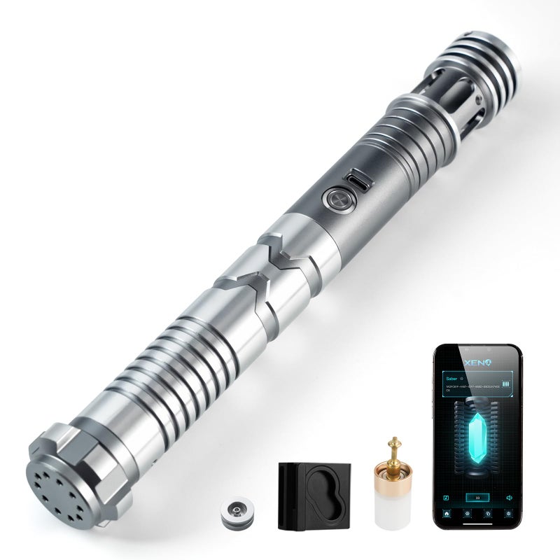 CUSTOM SABER Upgrade Xeno 30 Sensitive Smooth Swing Xenopixel Light Saber Motion Control 34 Set Sound Fonts Light Saber 12 Types Blade Mode Infinite Color Changing Rechargeable Light Sabers Toy ToolsGray - Image 3