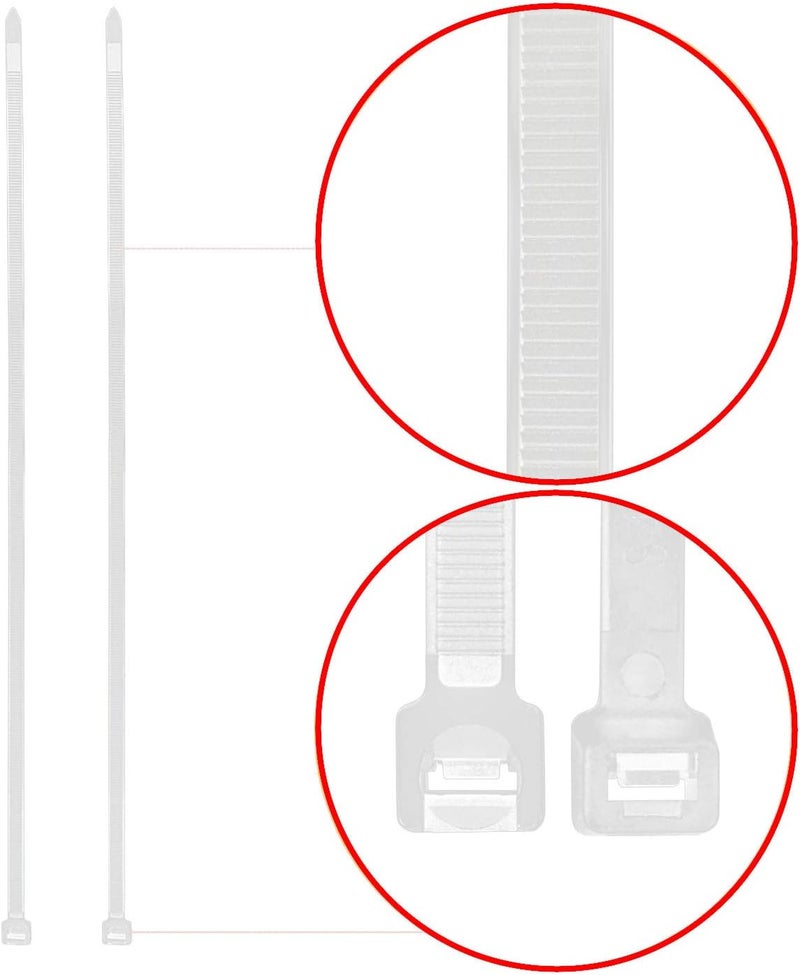 Superun Heavy Duty Zip Ties 12 Inch, 50 Lbs Tensile Strength Selflocking Wire Ties (Industrial Grade Cable Ties) Pack of 100 White - Image 3