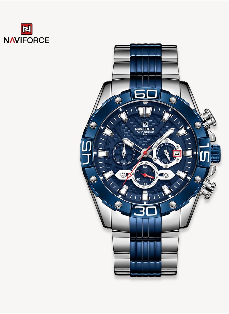 NAVIFORCE - Luxury Stainless Steel Blue Dial Chronograph Watch for Men with Date Display Luminous Hands Water Resistant Sporty Design for Business and Casual Wear - Image 1
