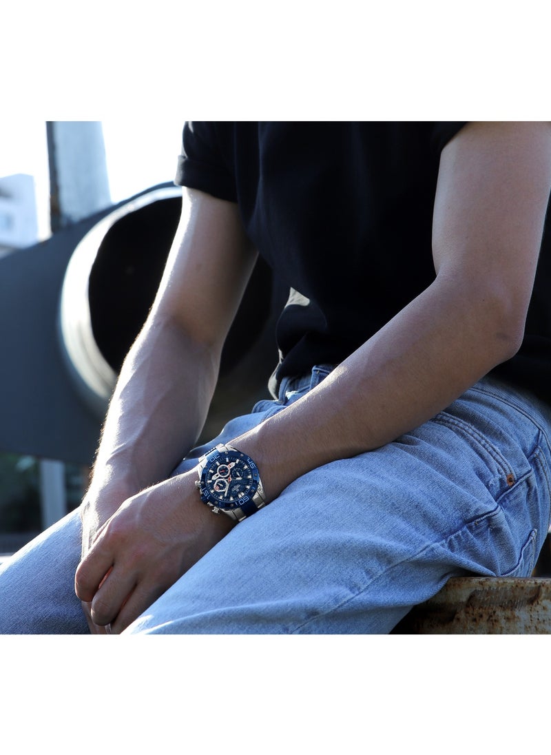 NAVIFORCE - Luxury Stainless Steel Blue Dial Chronograph Watch for Men with Date Display Luminous Hands Water Resistant Sporty Design for Business and Casual Wear - Image 1