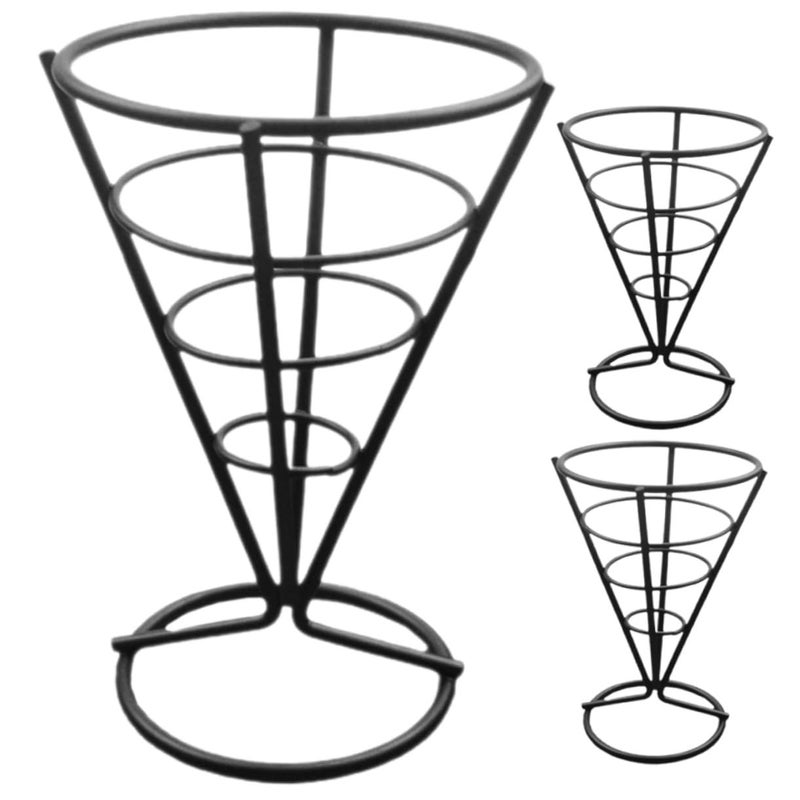 3Pcs Stainless Steel Cone Shaped Snack Basket French Fries Holder for Home Cafe Restaurant - Image 2