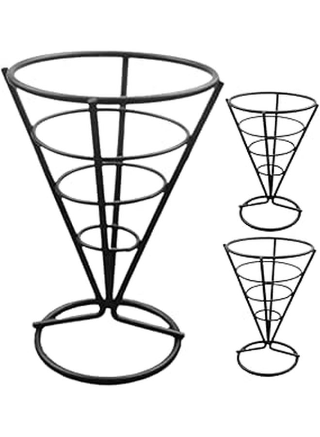 3Pcs Stainless Steel Cone Shaped Snack Basket French Fries Holder for Home Cafe Restaurant - Image 1