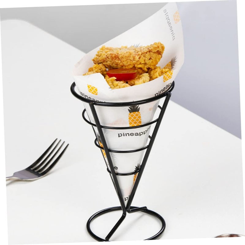 3Pcs Stainless Steel Cone Shaped Snack Basket French Fries Holder for Home Cafe Restaurant - Image 3