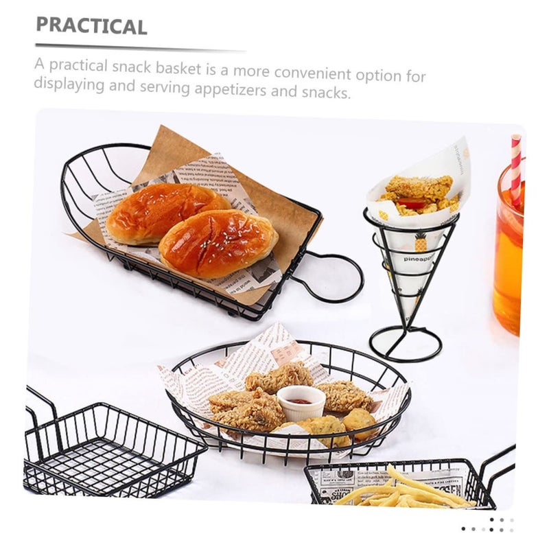 3Pcs Stainless Steel Cone Shaped Snack Basket French Fries Holder for Home Cafe Restaurant - Image 5
