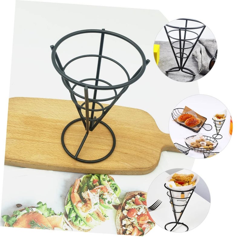 3Pcs Stainless Steel Cone Shaped Snack Basket French Fries Holder for Home Cafe Restaurant - Image 4
