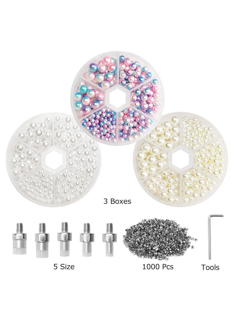 Pearl Setting Machine and Hand Press Pearl Setting Tools, 5 Sizes, Colorful No Holes Round Pearls Beads and Rivet Studs, Rivet Setting Machine, for Hats Clothes Skirts, Beads DIY Accessories (Black)  - Image 4
