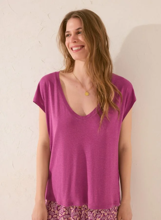 women'secret Purple/lilac viscose short sleeve T-shirt