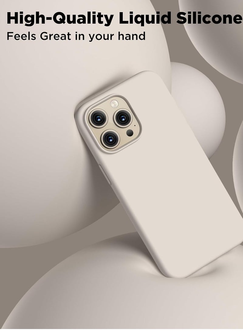 ELTRAZONE Compatible with iPhone 15 Pro Max Case, Liquid Silicone Case, Full Body Shockproof Protective Cover Slim Thin Phone Case with [Soft Anti-Scratch Microfiber Lining], 6.7 inch-Stone - Image 5