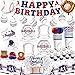 Xynic 202Pcs Baseball Birthday Decorations Tableware Set Serve 25 Guests Baseball Party Decorations Include Banner Plates Tablecloth Cake Topper Cups Cupcake Topper for Baseball Birthday Party - Image 3