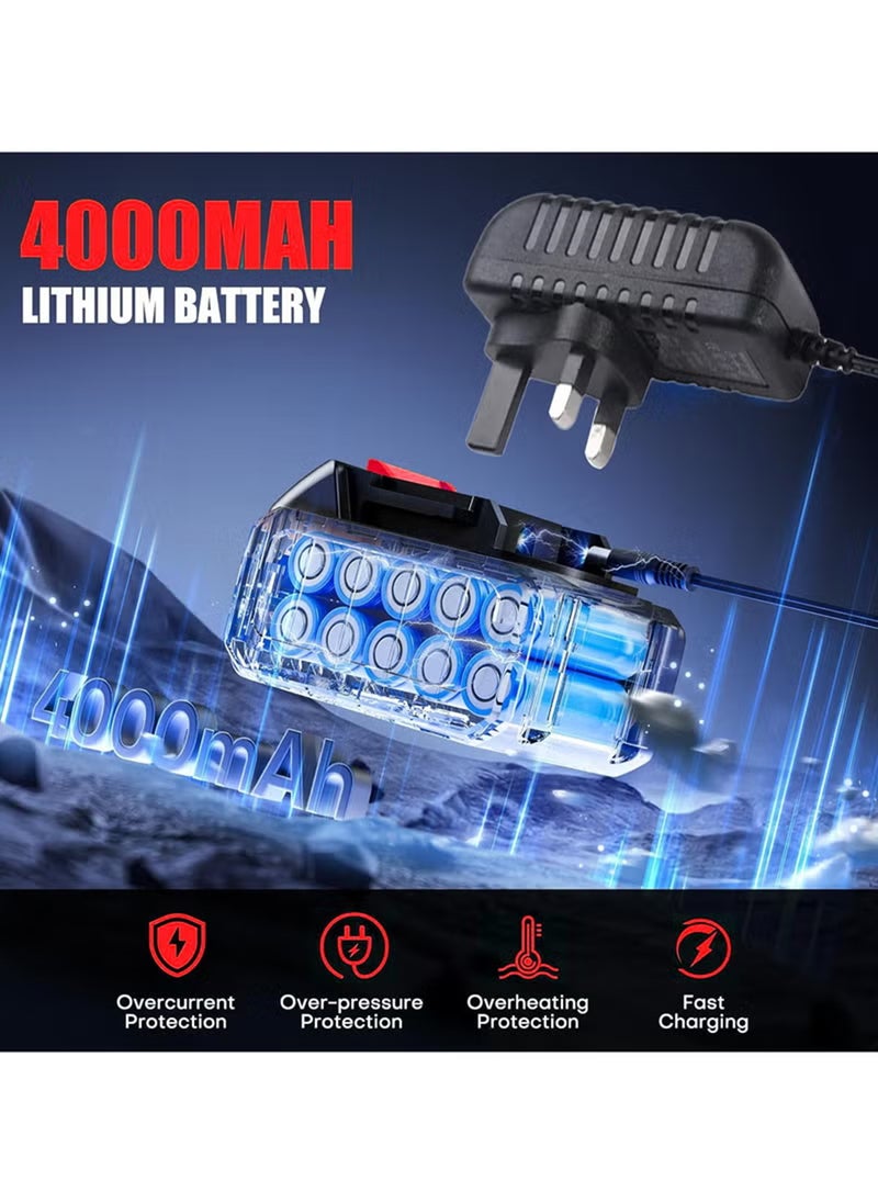 إيزي سو 600N.m مفتاح صدمة لاسلكي، مسدس صدمة كهربائي، مفتاح صدمة بدون فرشاة عزم عالي مع 2x 4.0Ah بطارية، شاحن سريع و 5 مقابس لجزازة العشب  - Image 4