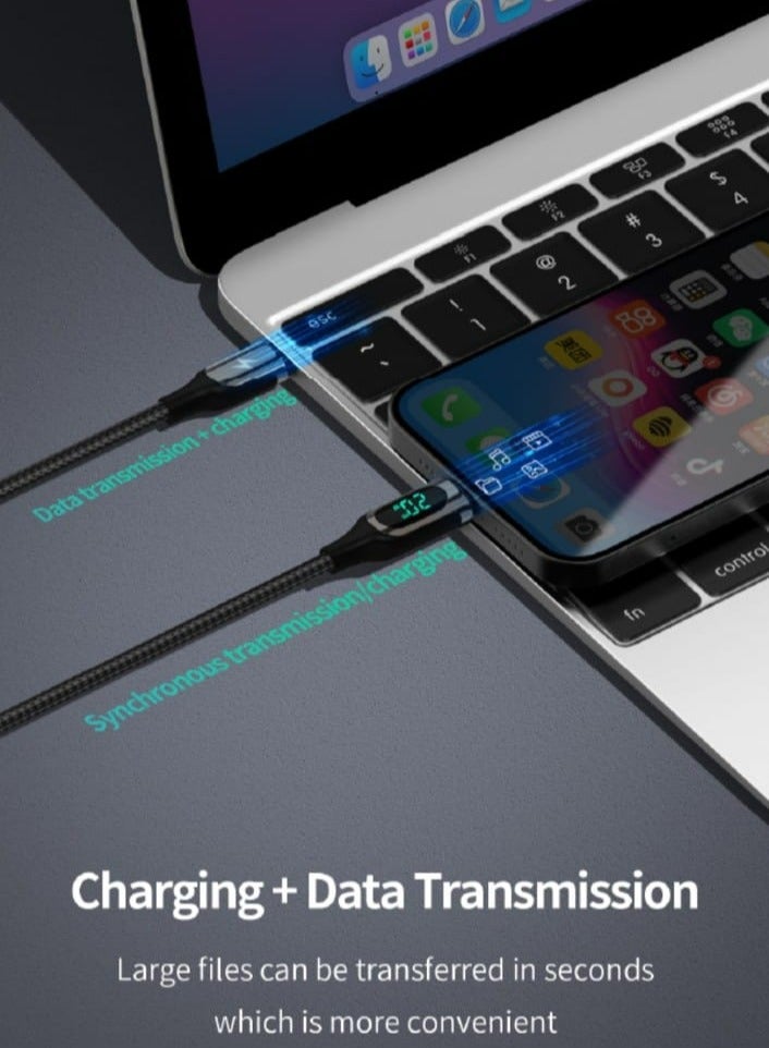 Recci Cable Type C charging and data transfer, 100W contains zinc parts to improve the quality of charging and data transfer,100 cm supports fast charging, charges all devices, black - Image 2