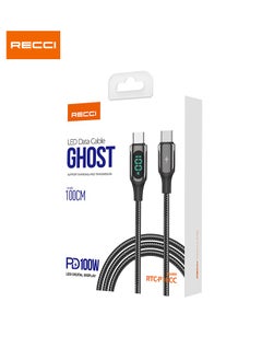Recci Cable Type C charging and data transfer, 100W contains zinc parts to improve the quality of charging and data transfer,100 cm supports fast charging, charges all devices, black  - Image 5