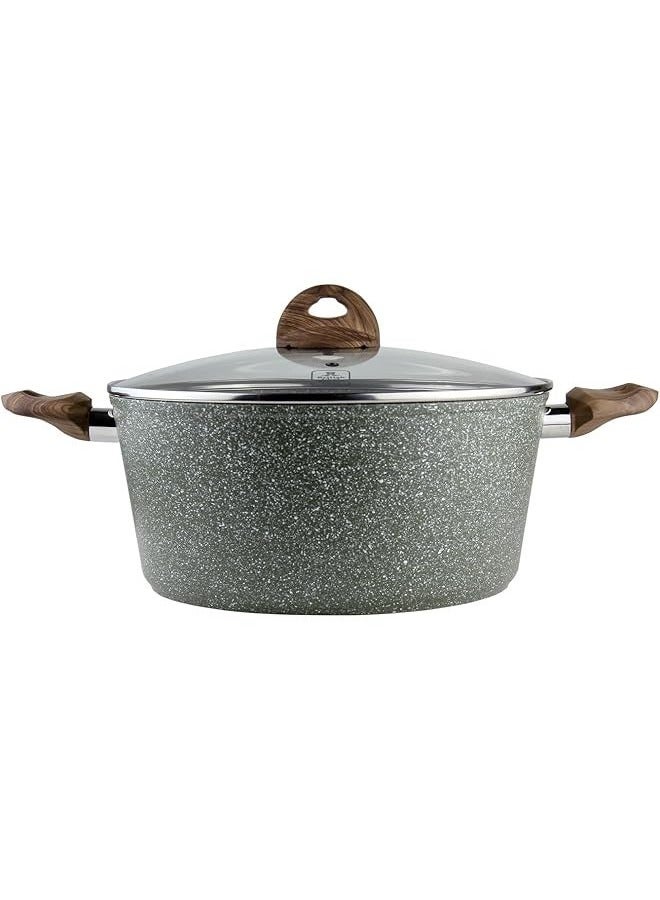 British Chef Marble Coated Casserole With Lid- 5 Layer Construction Nonstick Coating- 26 & 30 Centimeter - Image 1