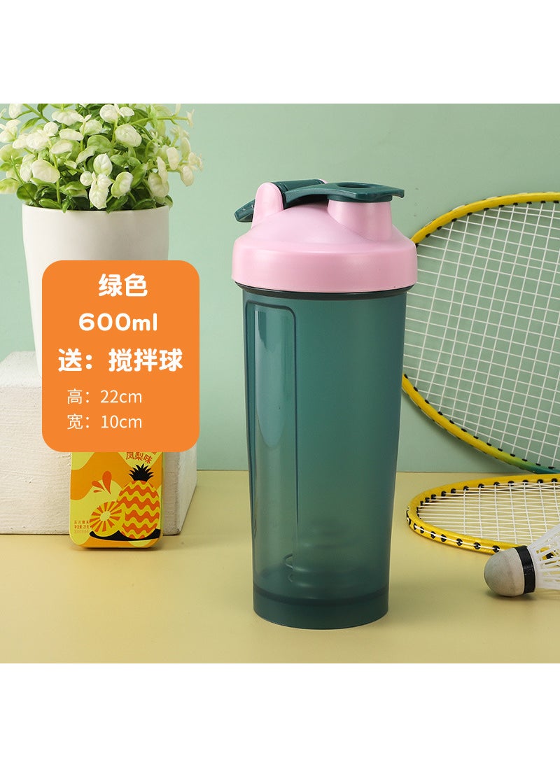 Generic - 600ML Protein Shaker Multi-Color Sports Bottle with Mixer Ball Green - Image 1